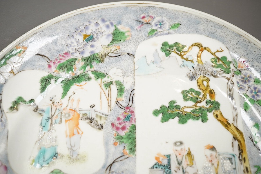 Three Chinese enamelled porcelain plates, mid 19th century
